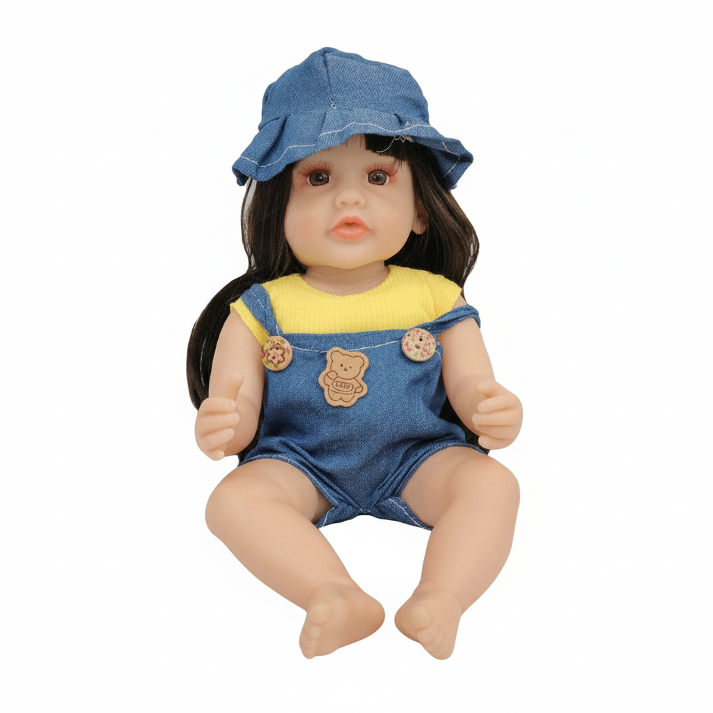 Baby Doll with Blue Hat and Denim Outfit
