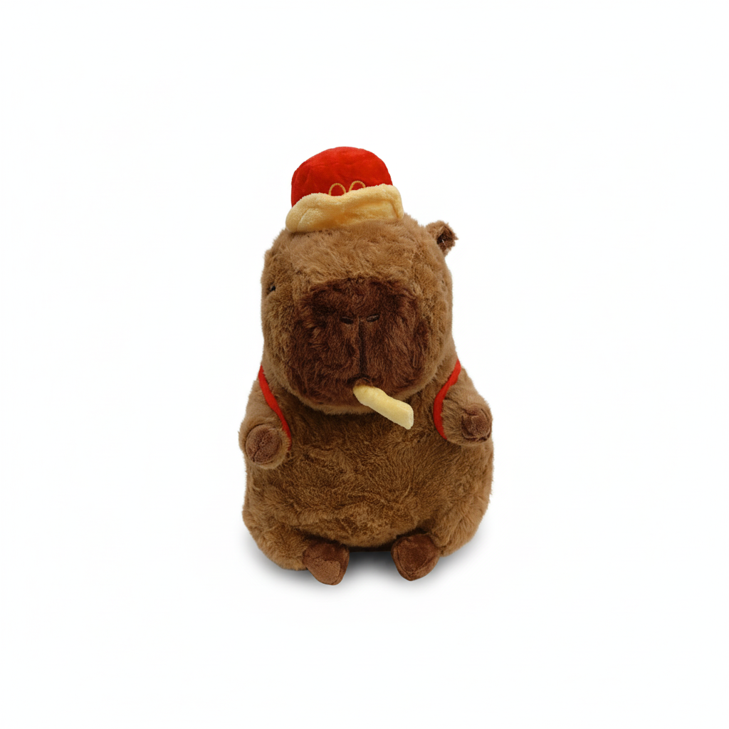 Capybara Plush Toy with Red Hat
