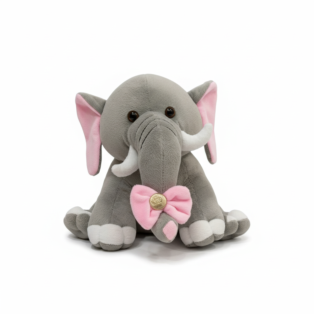 Elephant Plush Toy with Pink Bow
