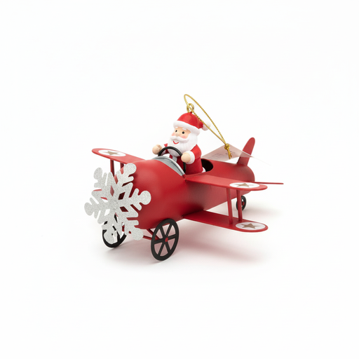 [https://drive.google.com/file/d/1zEnwFEM8Qem62x3R5ZiZ_xE-xixJC4Yf/view?usp=drivesdk] Santa in Airplane Christmas Ornament