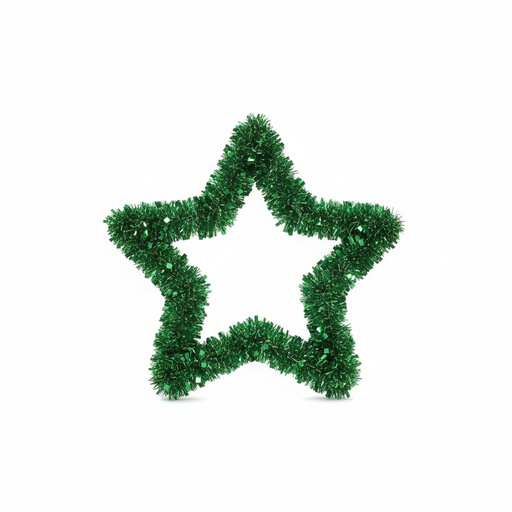 [https://drive.google.com/file/d/1bZwWCHazOpPYhgn7y7plXwm6vTet_QB-/view?usp=drivesdk] Green Star Tinsel Decoration
