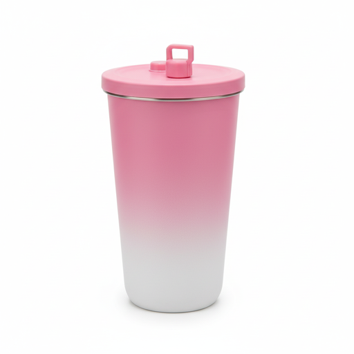 [https://drive.google.com/file/d/1axxrszF_WxkTCrB1zl1dLiEmV7NGv45P/view?usp=drivesdk] Pink Gradient Tumbler with Lid