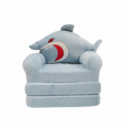 [https://drive.google.com/file/d/1HnUgb-GUoEjIUngdPyINbJtvH_QyU6vn/view?usp=drivesdk] Shark Shaped Plush Kids Sofa Chair