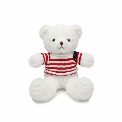[https://drive.google.com/file/d/1JaKUBQeNBVtl_6EtrulXzbg5K-UrOdQb/view?usp=drivesdk] Plush Teddy Bear with Striped Shirt